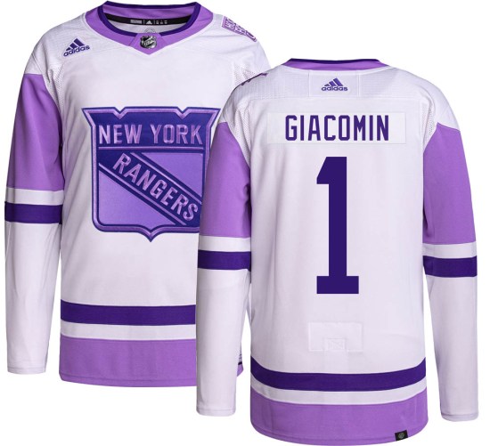 Eddie Giacomin New York Rangers Youth Authentic Hockey Fights Cancer Adidas Jersey
