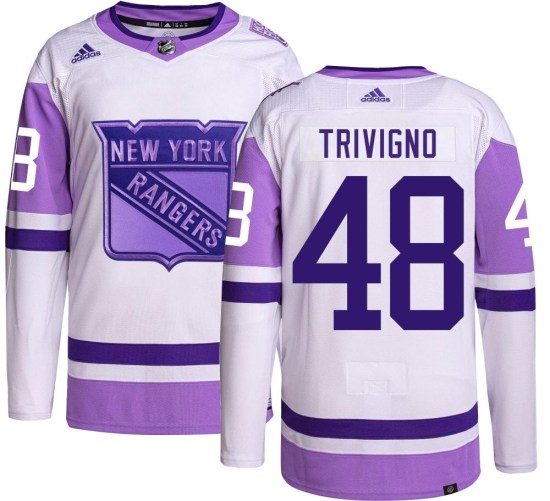Bobby Trivigno New York Rangers Youth Authentic Hockey Fights Cancer Adidas Jersey